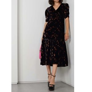 SEA Rayna Dress Black Floral Velvet Size 4 (Small)